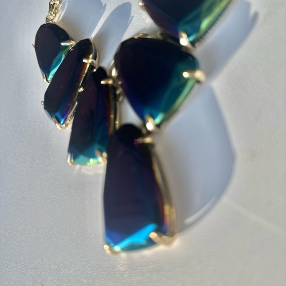 Kendra Scott Harlow Gunmetal Black Iridescent Stones Statement Bib Necklace KS - Picture 10 of 13